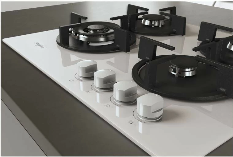 Plinska kuhalna plošča Whirlpool AKT625WH, 4 kuhališča, steklo, bela