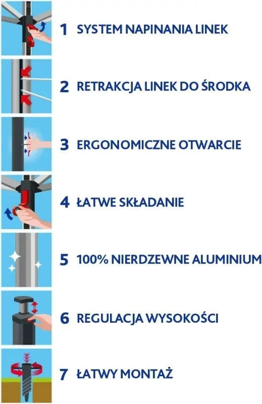 Sušilni stojalo za perilo Vileda Sun-Rise, 50 m, alumin, 1 kos