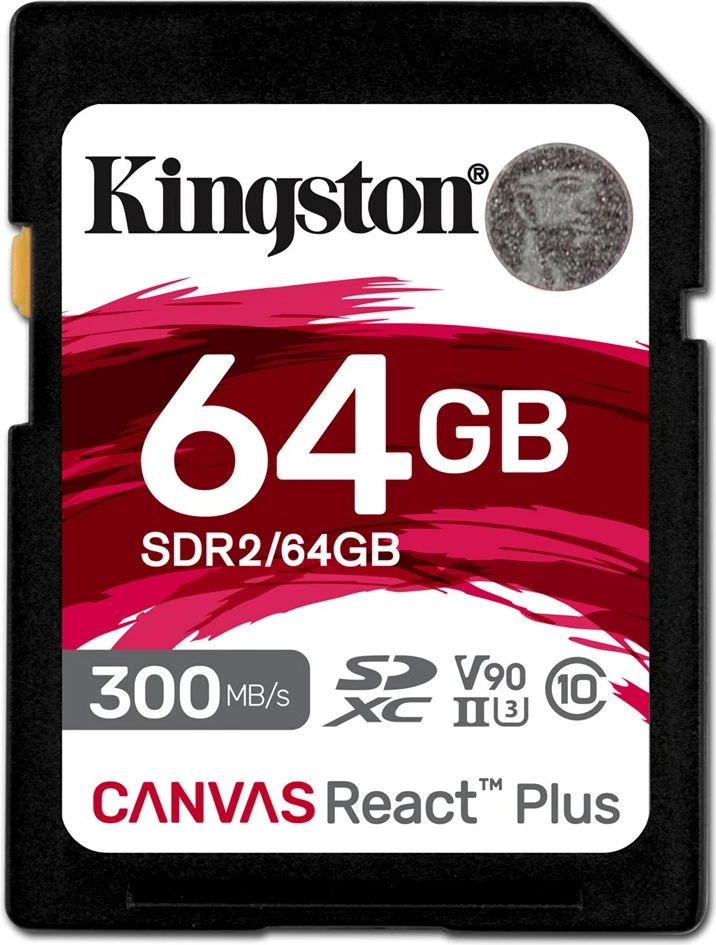 Memorijska kartica SDXC UHS-II Canvas React Plus Kingston 64GB, 300 MB/s, črna