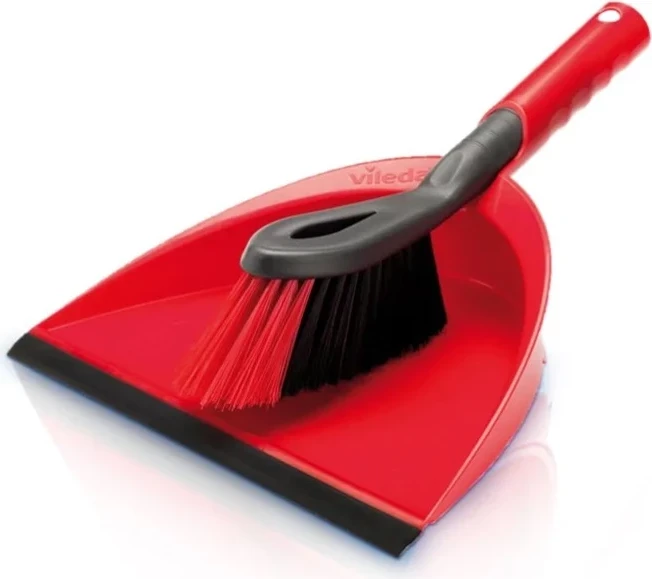 Lopata za smeti z 2in1 krtačo Vileda, rdeča