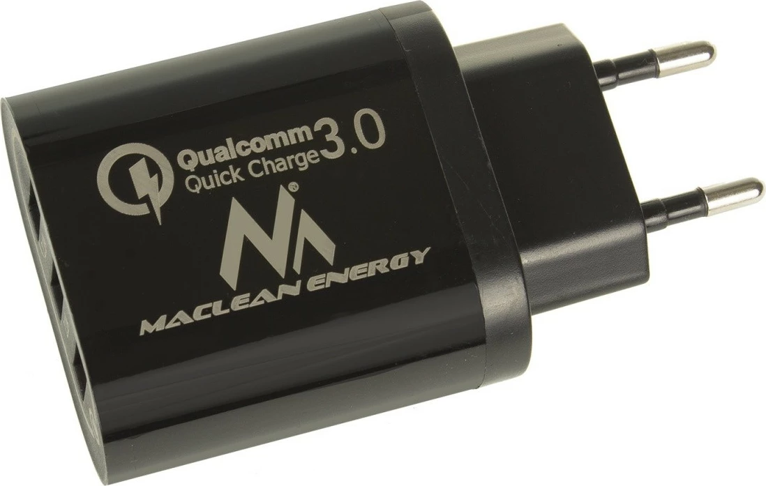 Polnilec za vtičnico Maclean MCE479B, 3×USB, Quick Charge 3.0, črn