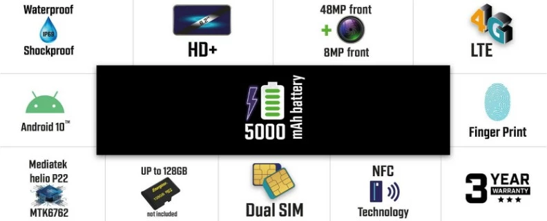 Robusten mobilni telefon Energizer HardCase H620S, 4 GB RAM, 64 GB, Dual SIM, črn