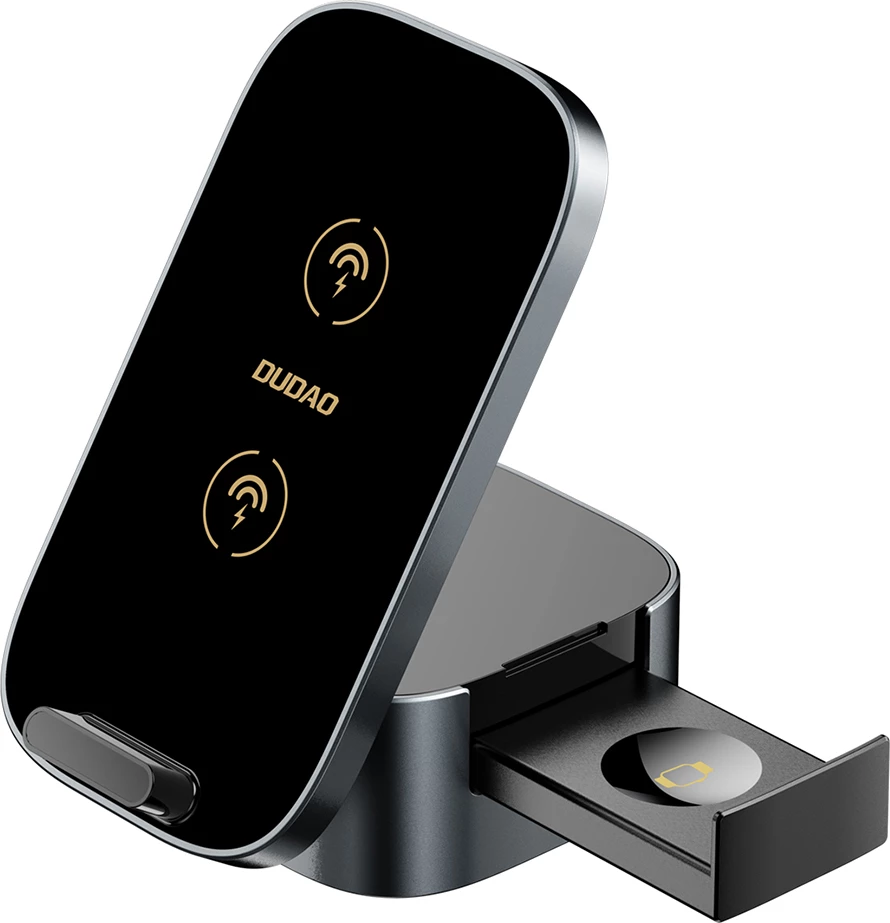 Brezžični polnilnik 3-v-1, 15 W, za telefon, pametno uro in slušalke — Dudao A11Pro+, črn