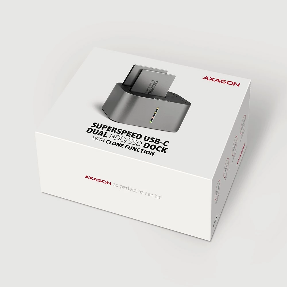 Doks za diske AXAGON ADSA-DC, USB 3.2 Gen 1, 2x SATA 6G, siv Doks za diske AXAGON ADSA-DC, USB 3.2 Gen 1, 2x SATA 6G, siv