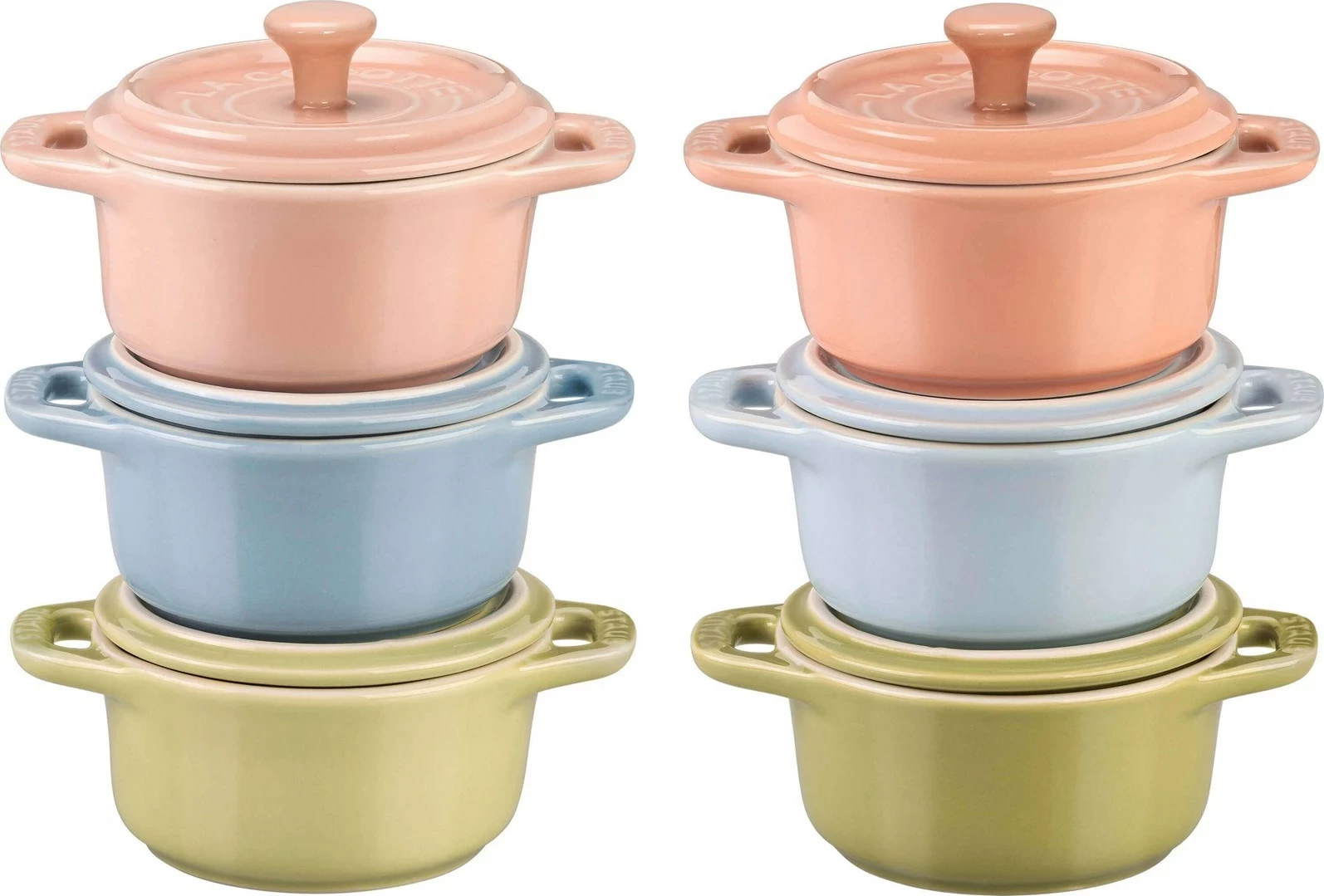 Mini set keramičnih lončkov STAUB 1029320, 6 kosov, 10 cm, pisan