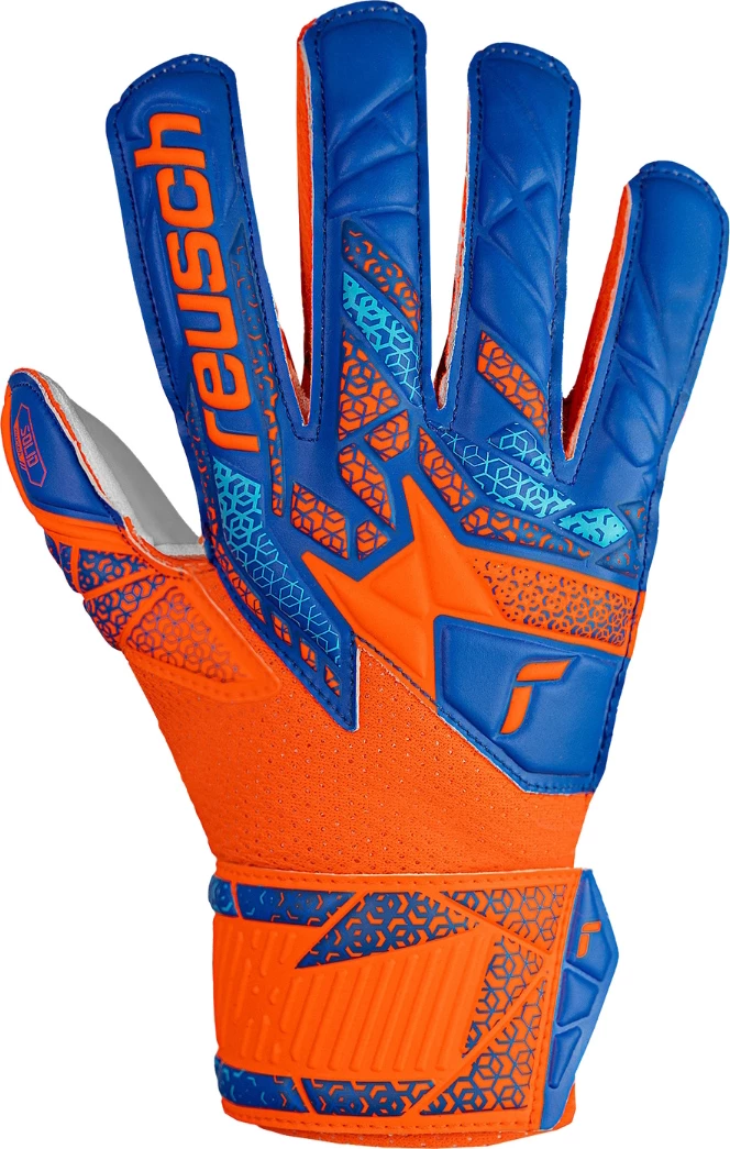 Rokavice vratarja za otroke Reusch Attrakt Solid Finger Support, modro-oranžne