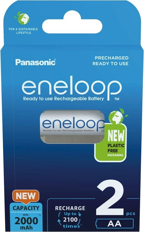 Polnilne baterije Eneloop AA 2000 mAh, 2 kosa, bele Panasonic