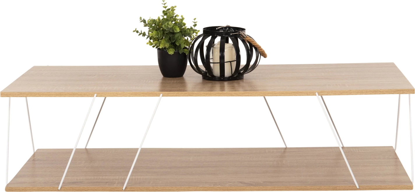 Klubska miza TARS FH8927.14 sonoma melamin-bela kovinske palice 120Χ50Χ30Hcm