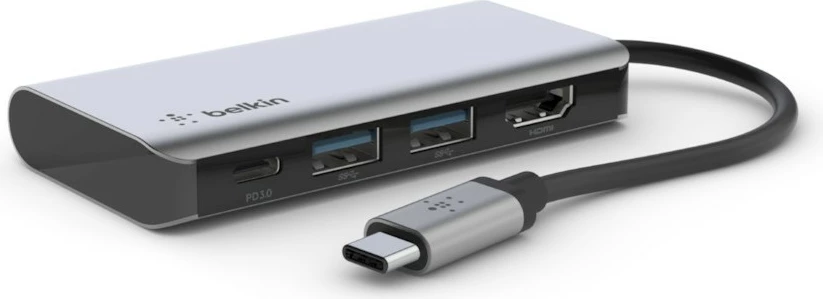 Večportni USB-C adapter 4-v-1 Belkin, srebrn