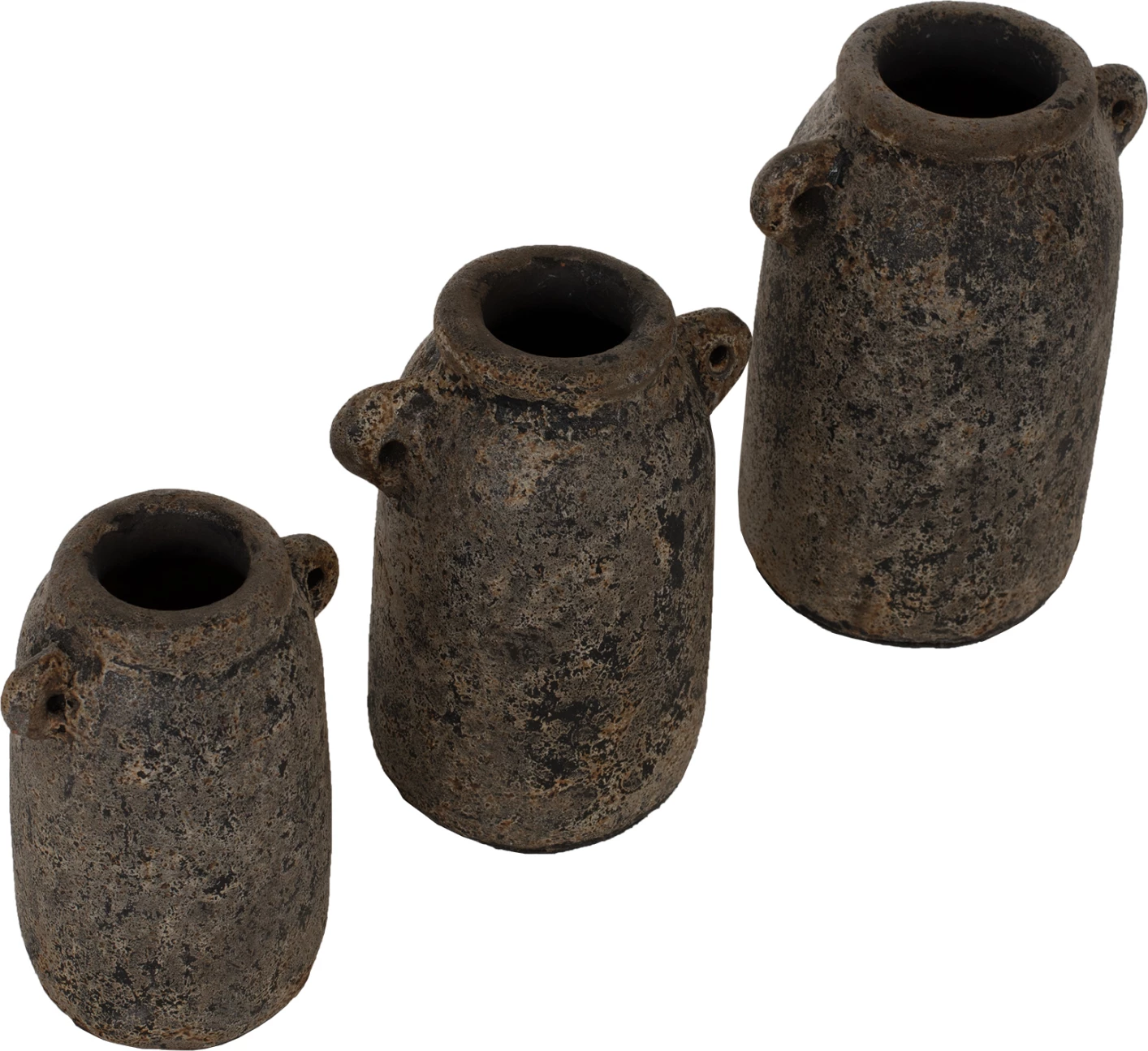 Dekorativne vaze 3 kosi FH7710 starinsko siva terakota