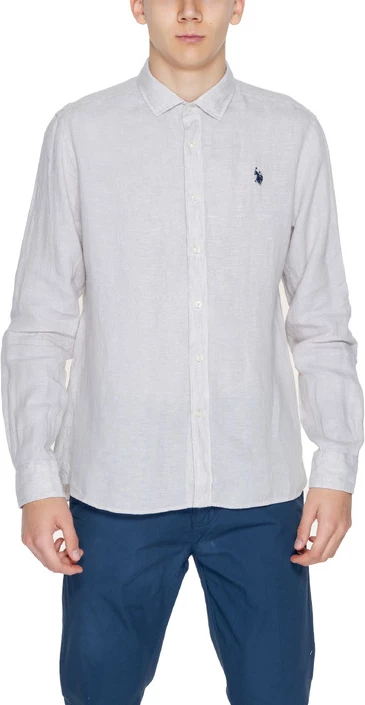 Srajca iz lanu za moške U.S. Polo Assn., siva