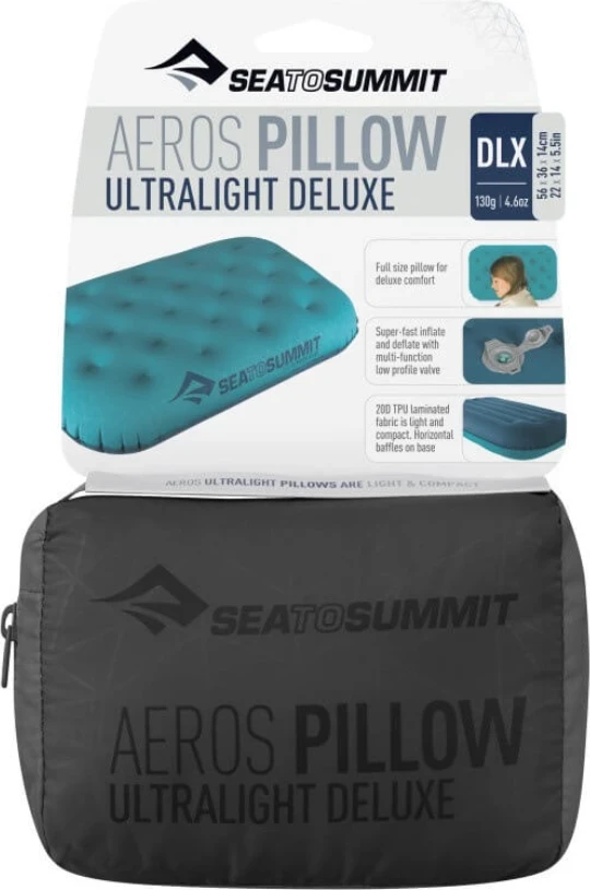 Napihljiv ultralahki jastuk Aeros Deluxe, Sea To Summit, siva