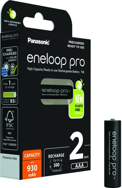 Polnilne baterije AAA, 930 mAh, 2 kosa Panasonic Eneloop Pro