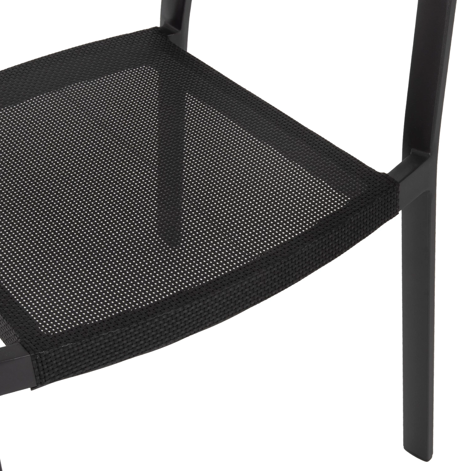 Stol iz aluminija FH5891.05 črni okvir in tekstilna tkanina - naslon iz bež ratana 57,5x59x81,5Hcm