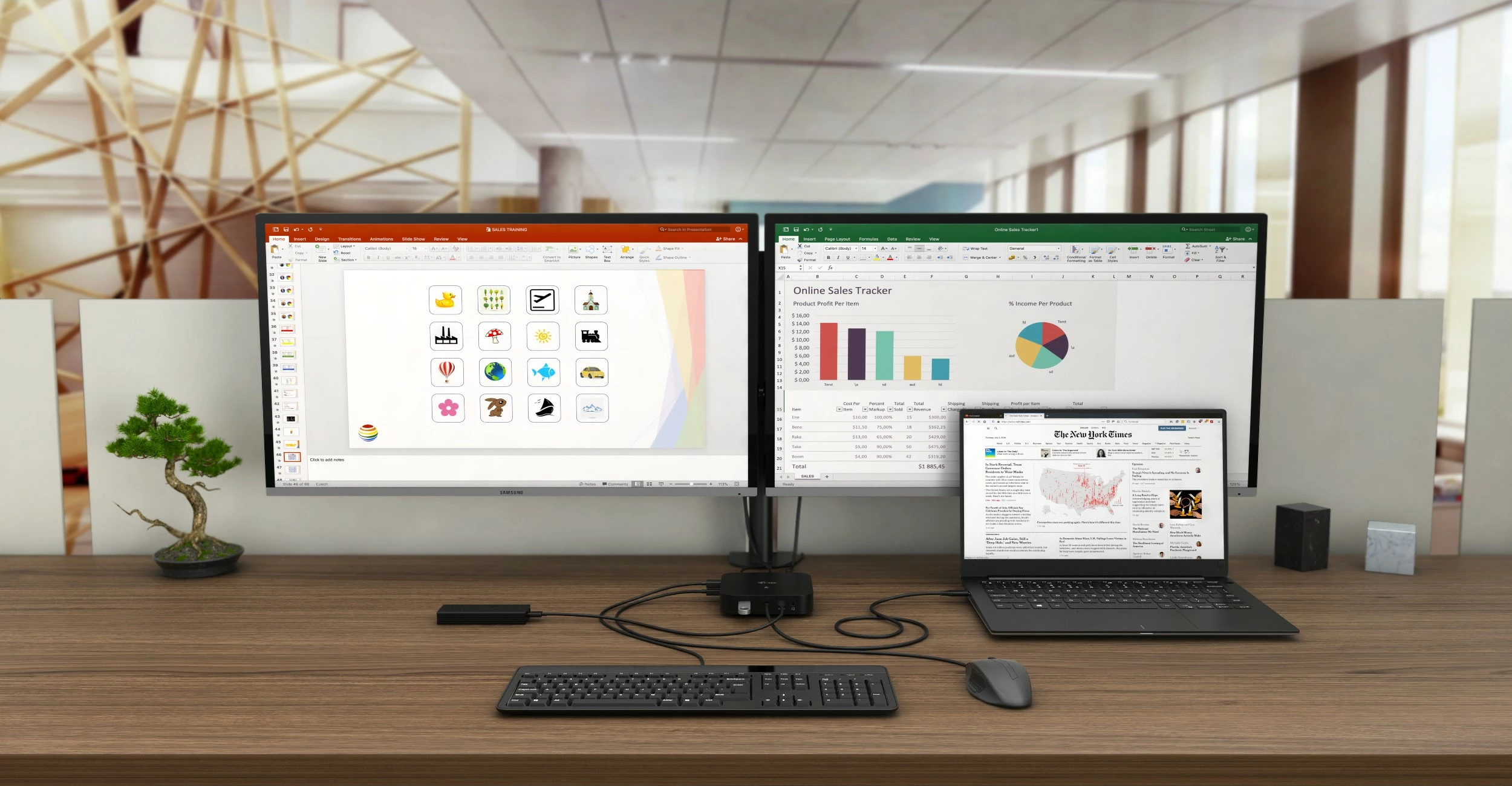 Dock postaja USB-C HDMI DP, 100 W, 2x 4K, 6x USB, Ethernet, črn - I-Tec