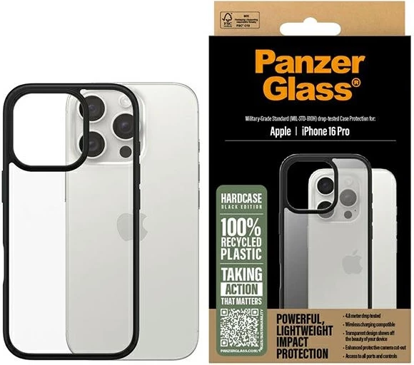 Ovitek za telefon PanzerGlass HardCase za iPhone 16 Pro 6,3\", črn