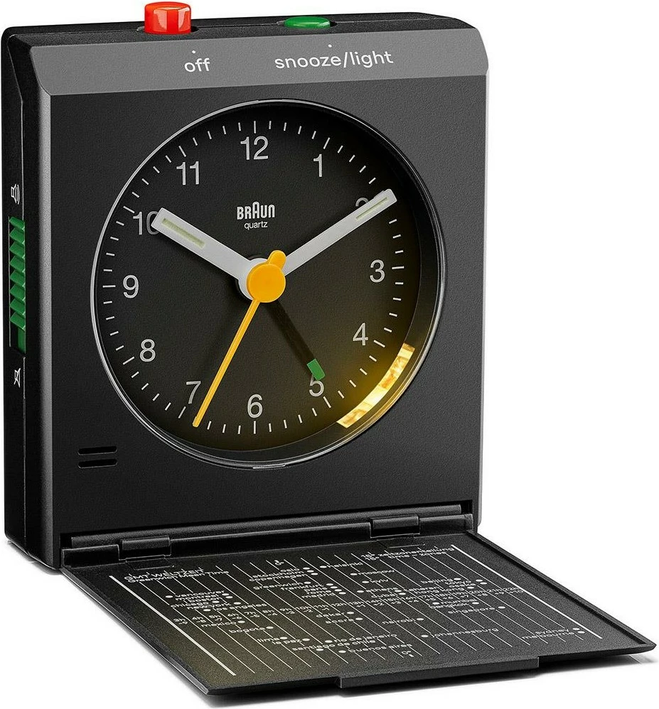 Alarmna ura, Braun BC 05 B, quartz, s funkcijo osvetlitve in dremeža, črna