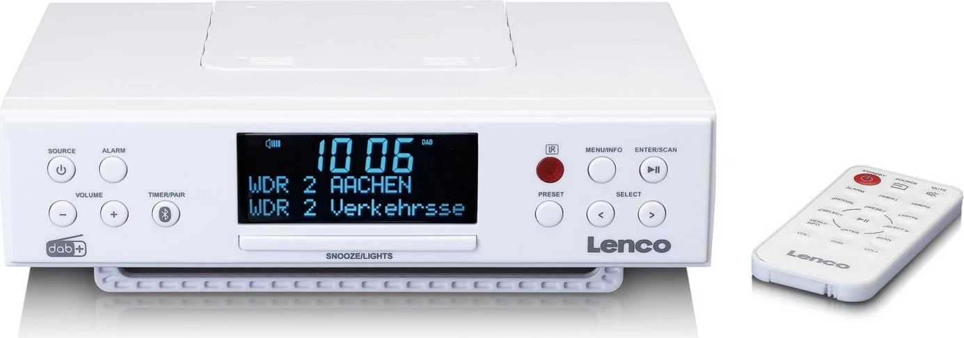Radio z Bluetooth Lenco KCR-190, LCD zaslon, 2 zvočnika, bel