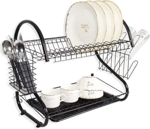 Stojalo za odcejanje posode, kovinsko, črno, Maestro MR-1025