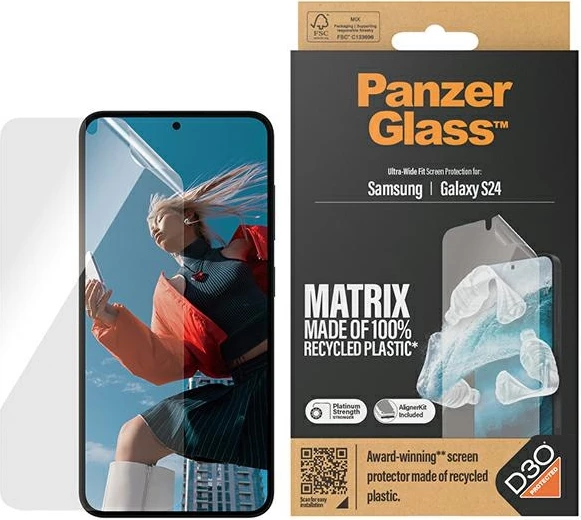 Zaščitnik zaslona Ultra-Wide Fit z D3O, PanzerGlass, za Samsung Galaxy S24, prozoren