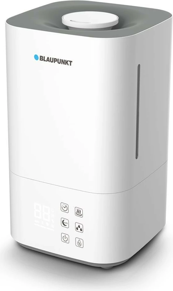 Vlažilnik zraka Blaupunkt AHS701, 4 L, 350 ml/h, humidistat 40–80%, hladna/topla megla, HEPA H13, ionizacija, aromaterapija, časovnik 10 h, z daljinskim upravljalnikom, bel
