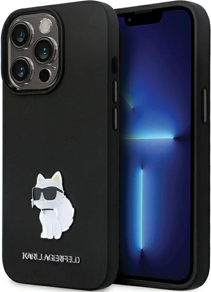 Ovitek s črno silikonsko ploščico Choupette Karl Lagerfeld KLHCP14XSMHCNPK za iPhone 14 Pro Max 6,7"
