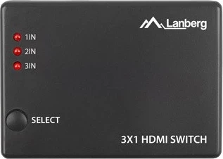 Video stikalo LANBERG, 3x HDMI, micro USB, črn