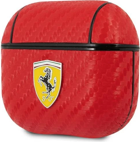 Ovitek za AirPods 3 Ferrari FESA3CARE On Track, karbonski, rdeč