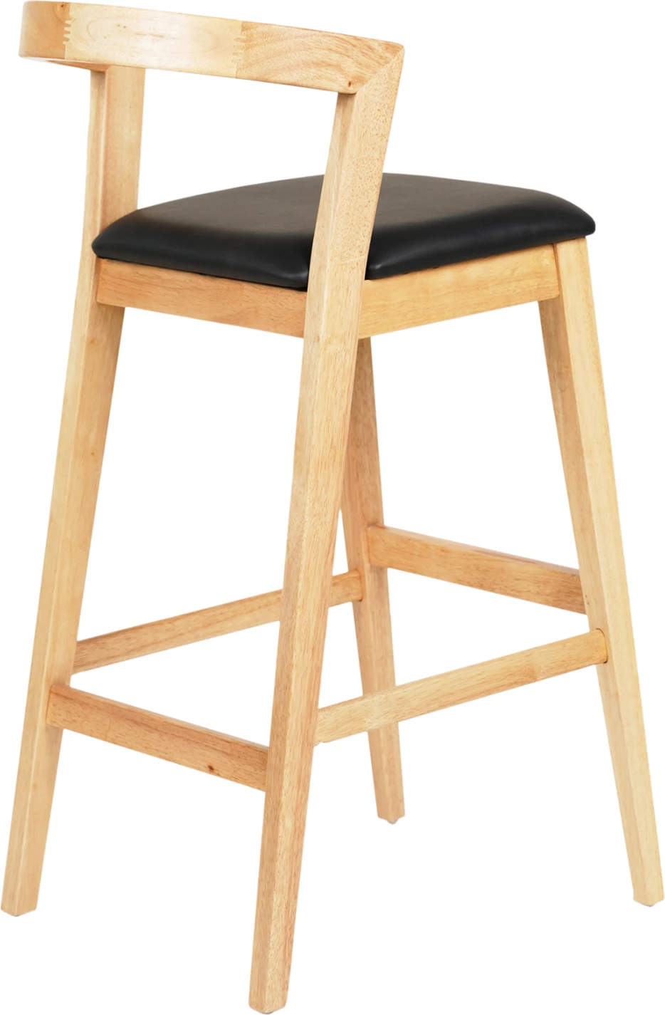 Barski stol NAMI FH9952.01 iz kavčukovca v barvi hrasta-črna PU 47,5x59x102,5Hcm