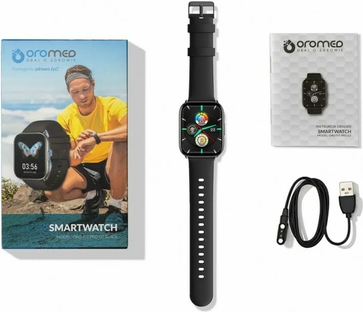 Pameten prikazovalnik 1,78" AMOLED, OROMED ORO FIT PRO GT, črn pašček