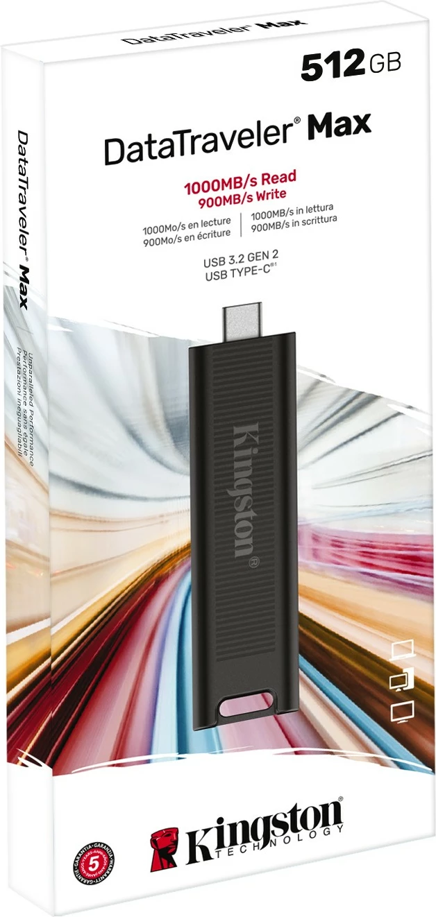 USB ključek za shranjevanje 512GB, Kingston DataTraveler Max, USB Type-C, 1000 MB/s, črn