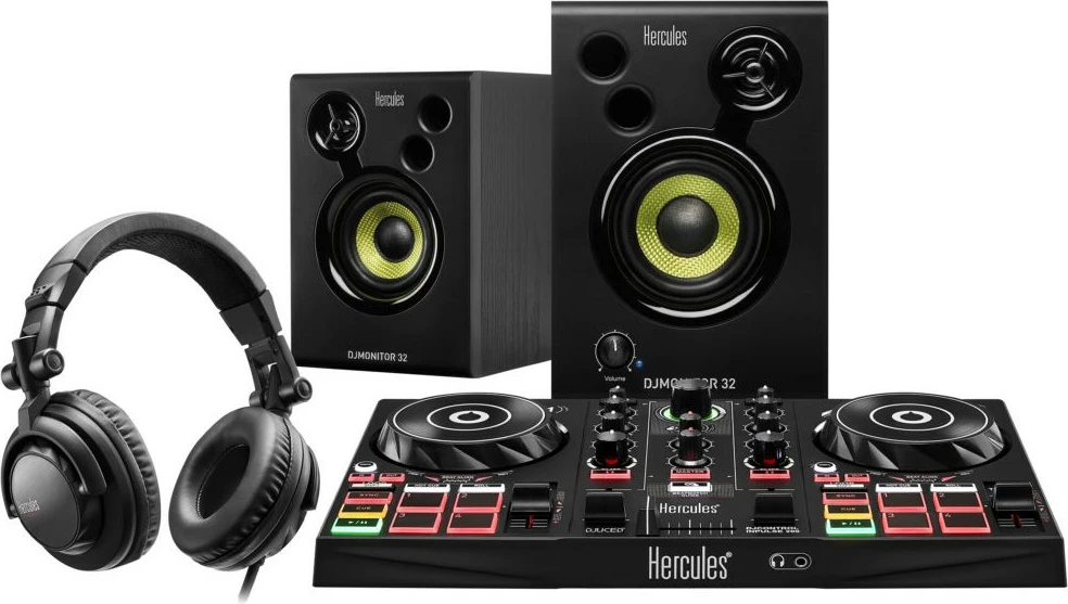 Set za DJ učenje Hercules DJ Learning Kit MK2, zvočniki, slušalke, črn