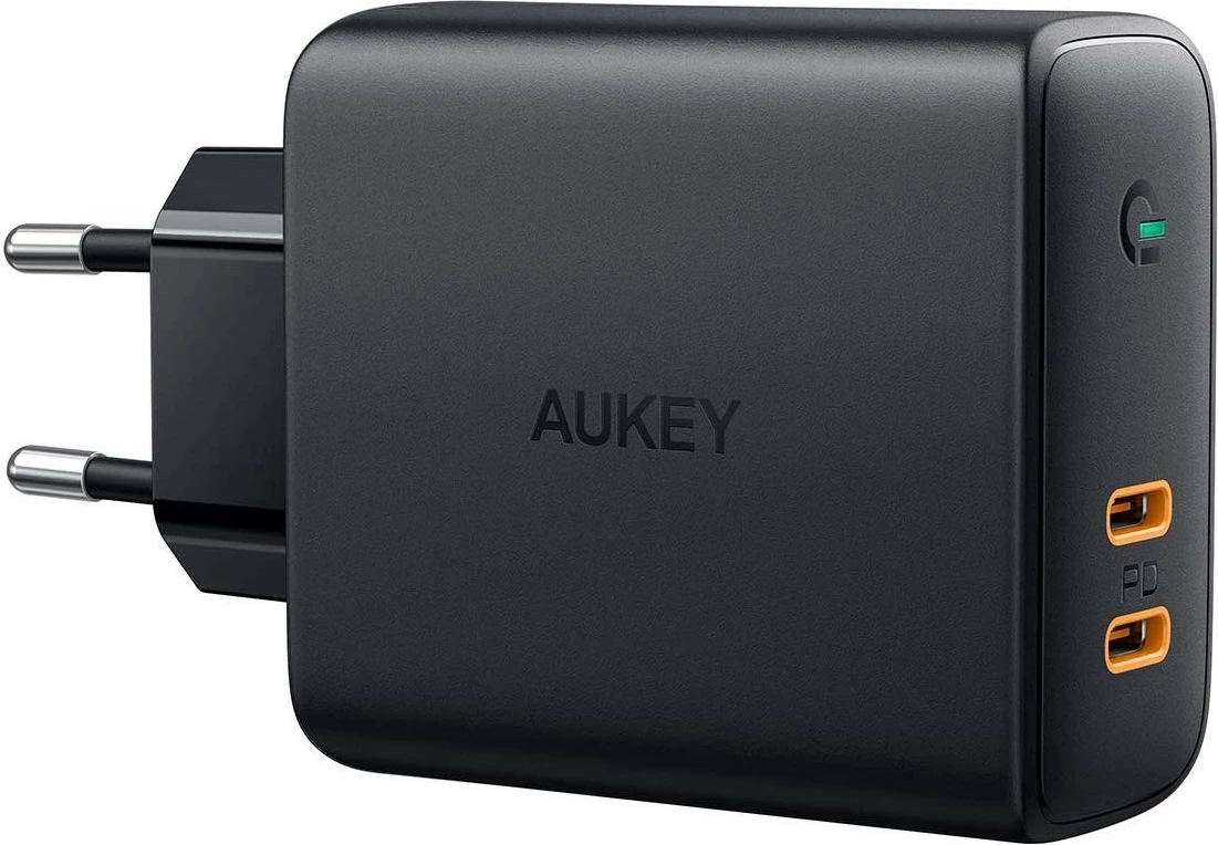 Karikues zidu AUKEY PA-D5, 2x USB-C Power Delivery 3.0, 63W, črn