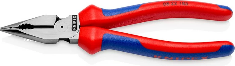 Klešče z ozkim koncem Knipex, 22 mm, rdeče/modri ročaji