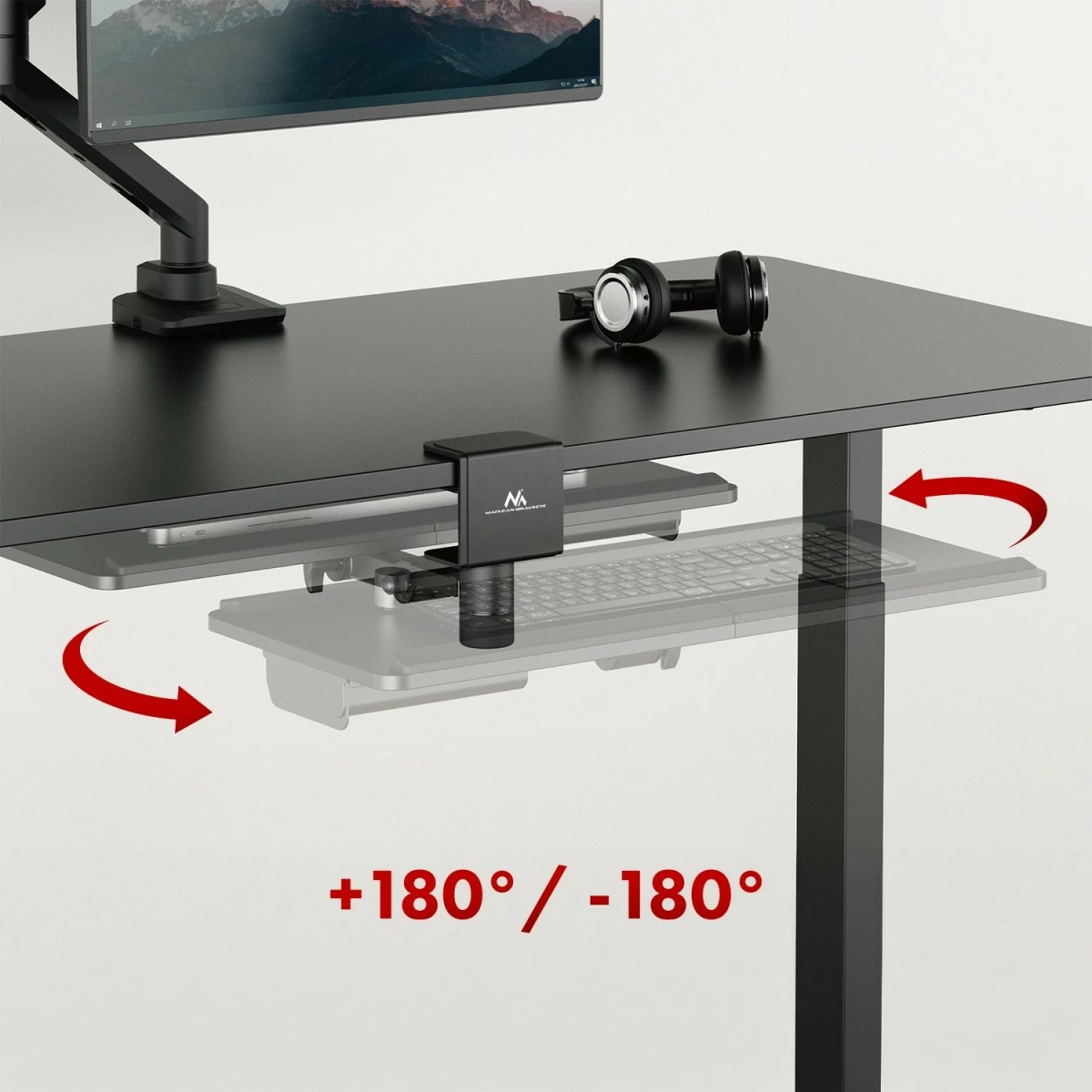 Nosilec za tipkovnico pod mizo Maclean MC-108B, črn