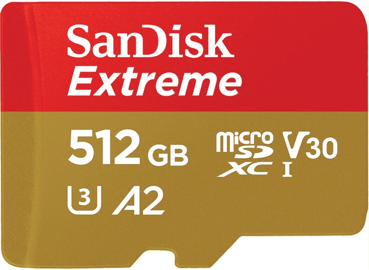 Visokozmogljiva kartica za pomnilnik SanDisk Extreme, 512 GB, MicroSDHC, Class 10, UHS-I, rdeče in zlato Visokozmogljiva kartica za pomnilnik SanDisk Extreme, 512 GB, MicroSDHC, Class 10, UHS-I, rdeče in zlato