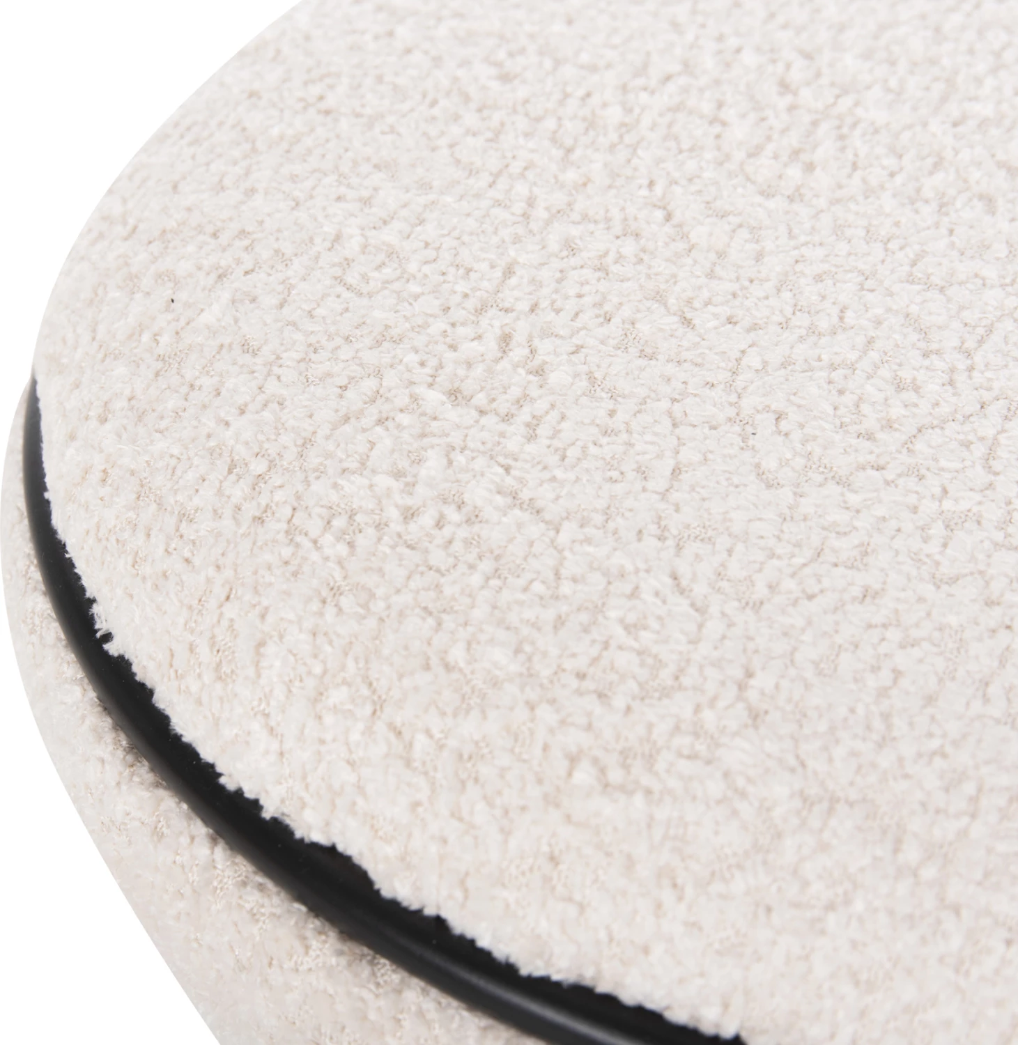 Okrogli stol LINNER FH9604.06 iz boucle tkanine ecru-črna podrobnost D38x44 cm