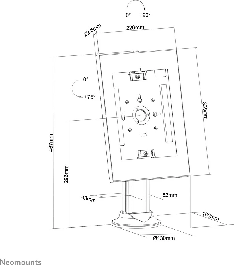 Namizni nosilec za tablični računalnik 9,7–11 in, Newstar DS15-640WH1, bel Namizni nosilec za tablični računalnik 9,7–11 in, Newstar DS15-640WH1, bel