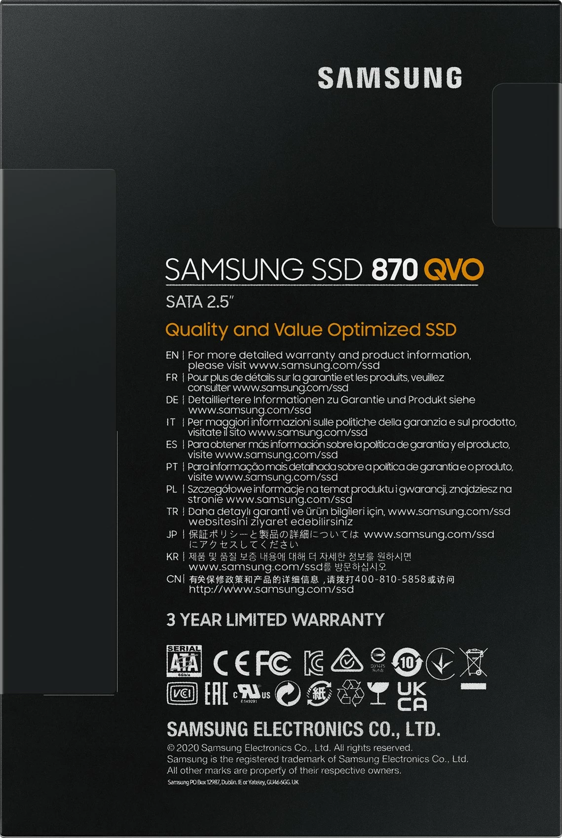 SSD 2 TB, 2,5", 560 MB/s, 6 Gbit/s Samsung 870 QVO