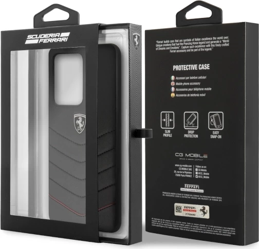 Prešit ovitek za telefon, Ferrari Heritage Quilted za Samsung Galaxy S20 Ultra, naravno usnje, črn