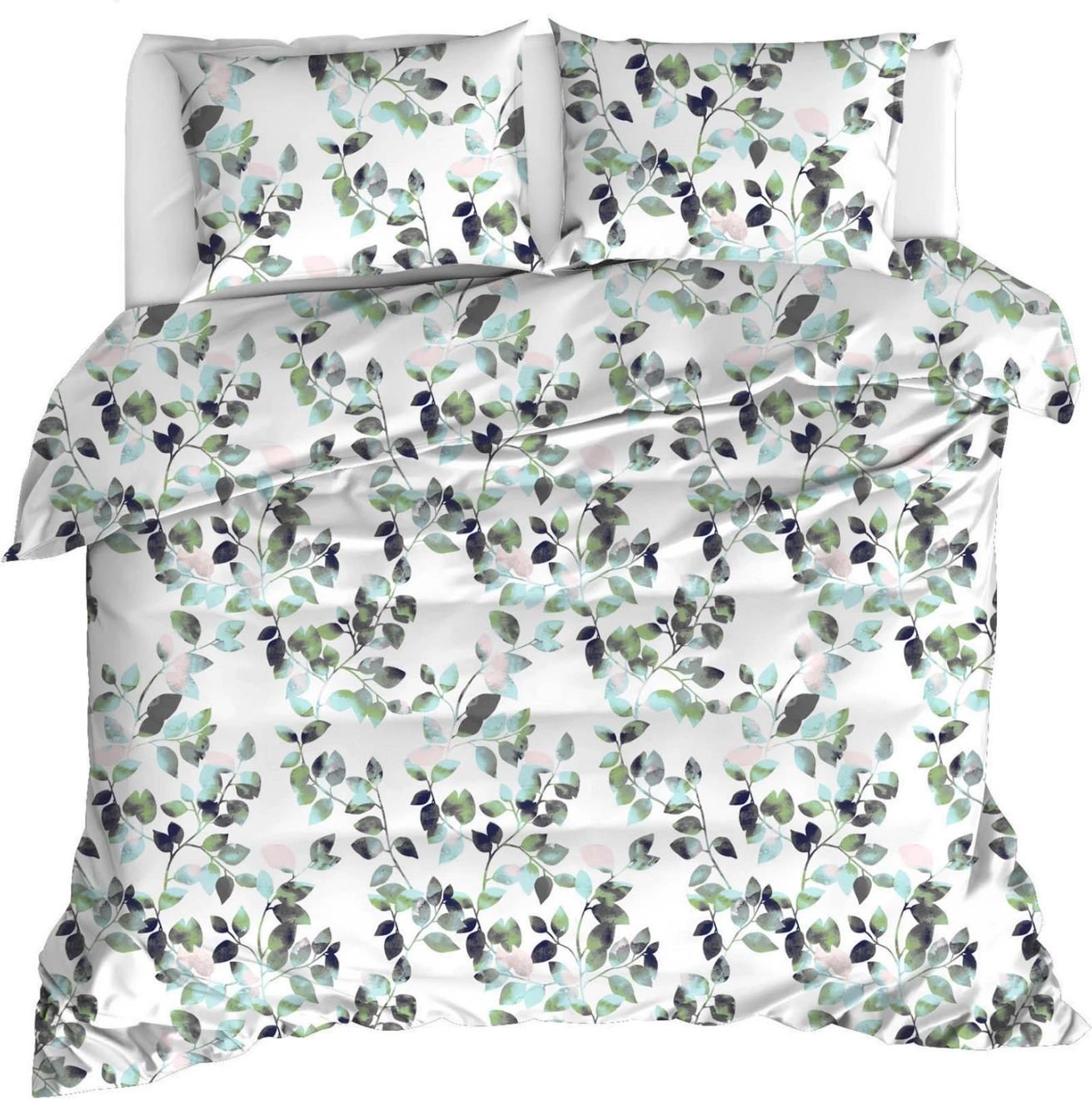 Set prevleke za odejo, rjuhe, 2 prevlek za blazine FH12076 bela zelena 240x260 cm