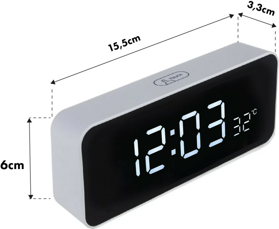 Digitalna alarmna ura z merilcem temperature, GreenBlue GB397, bela