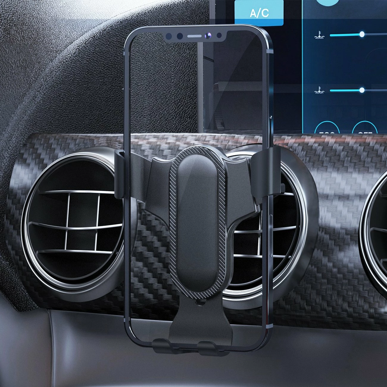 Gravitacijsko držalo za pametni telefon za avto Dudao F7s, montaža na rešetko prezračevalnika, 360° vrtenje, za 4,7–6,9", črno