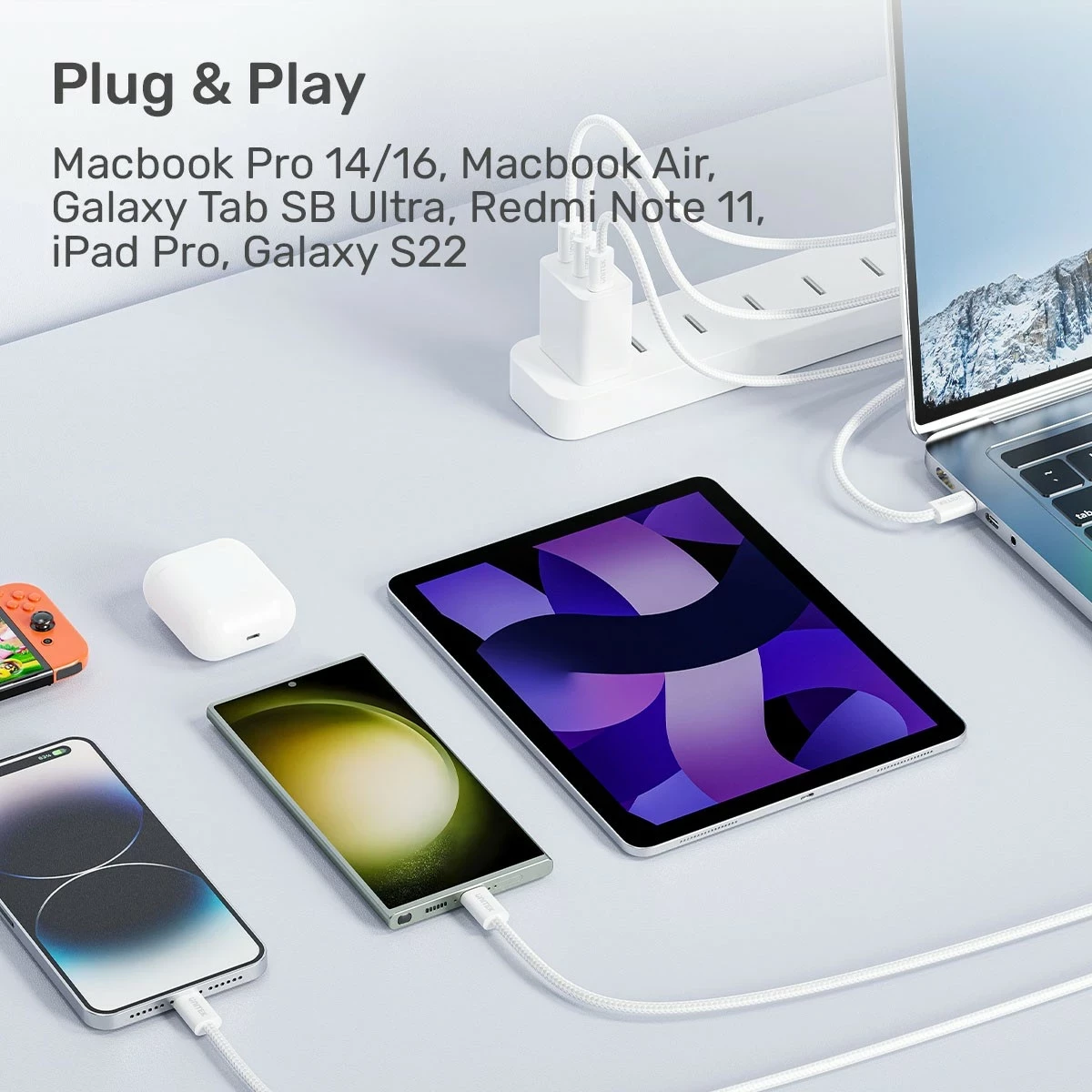 Magnetni USB-C kabel 100W 1 m, Unitek, bež