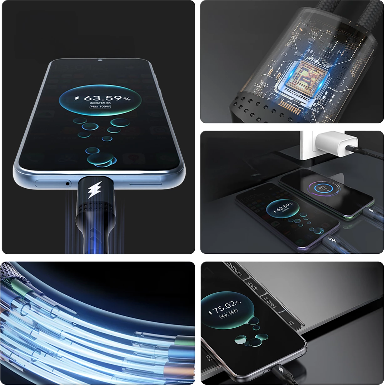 Kabel za polnjenje 2in1 Dudao L3F, 1,2 m, 100 W, 2× USB-C, črn