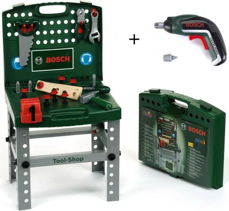 Set delavnic za otroke Bosch Toolbox z električnim izvijačem, zeleno