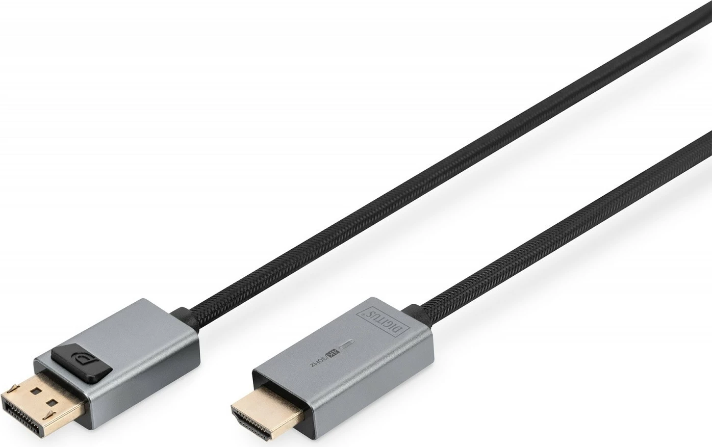 Kabel/adapter DisplayPort na HDMI, Digitus, 1,8 m, 4K, črn/siv