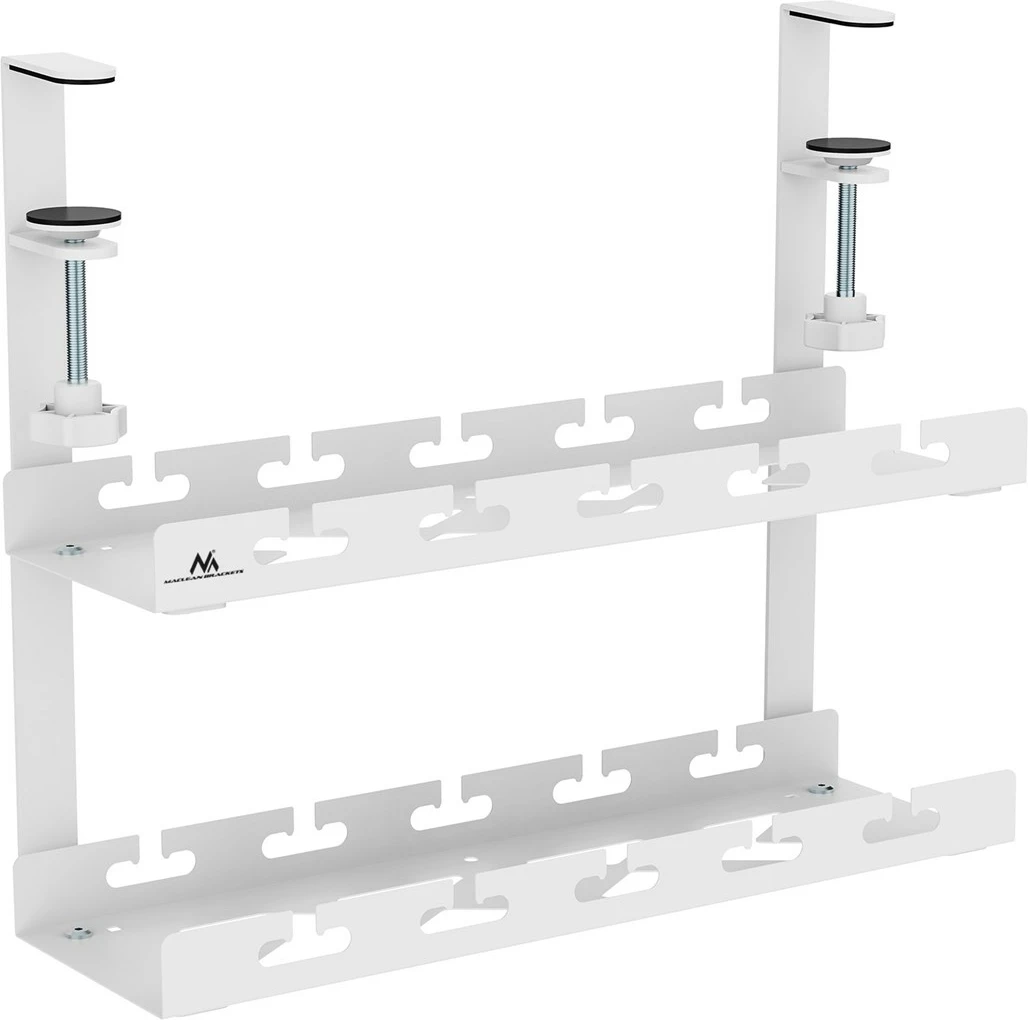Organizator kablov pod mizo Maclean MC-104 W, 2 nivoja, jeklo, bel