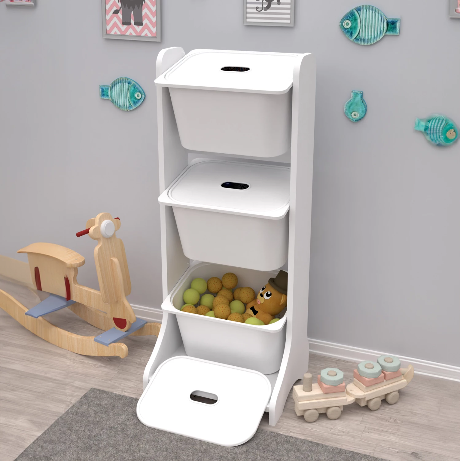 Pohištvo za shranjevanje FRED FH18208.01 belo melamin 44x35x107H cm