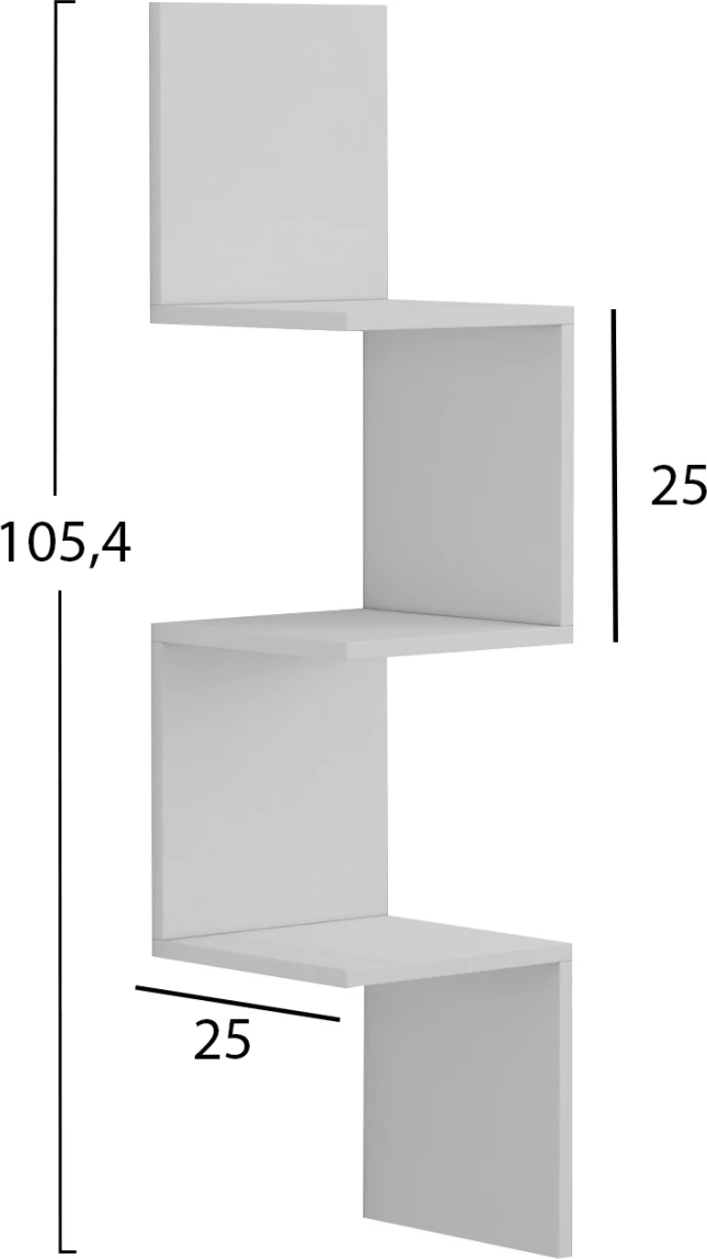 Stenske kotne police/knjižna omara Iluzija FH8935.12 melamin v beli barvi 25x25x105,4Hcm